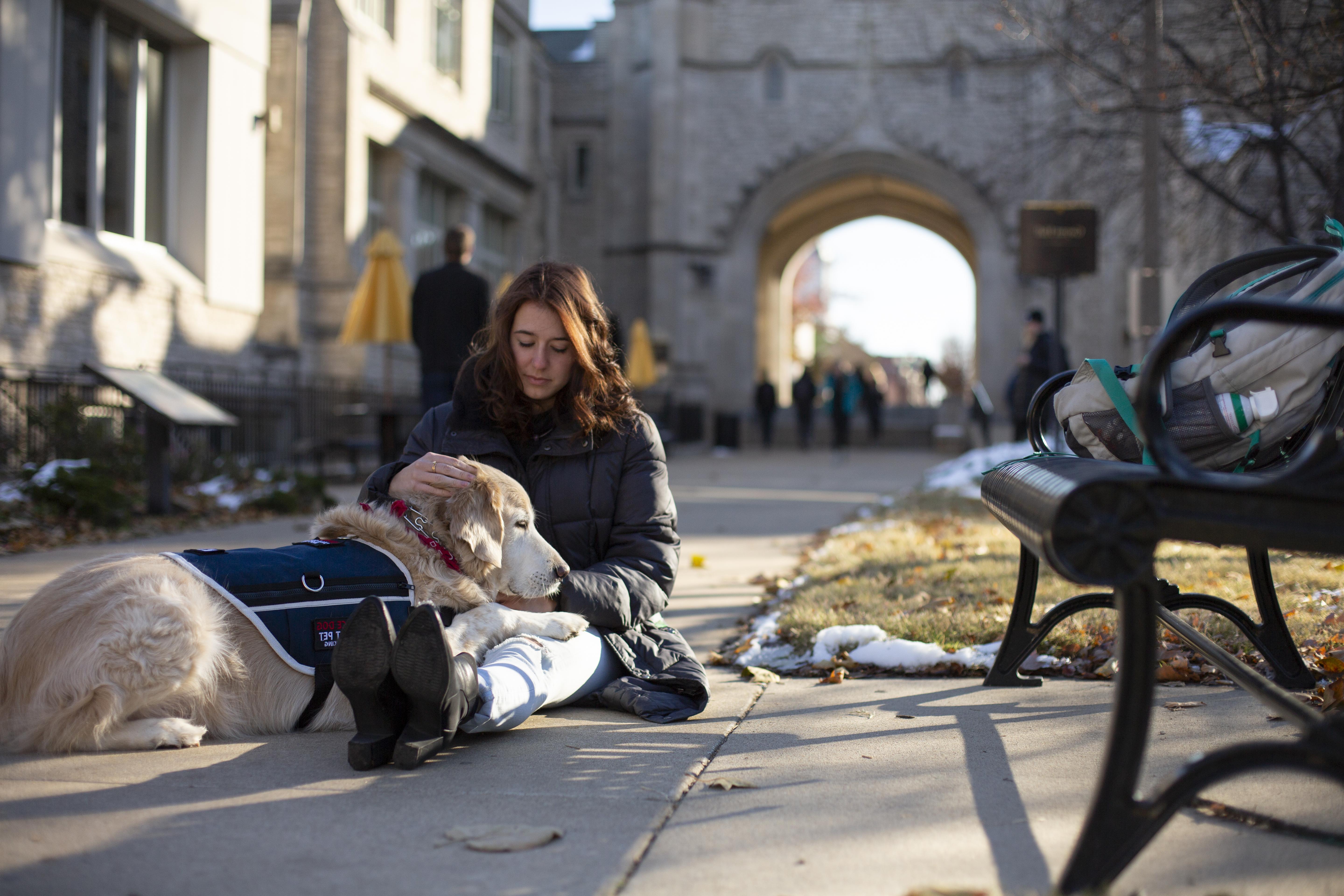 Student with her service dog